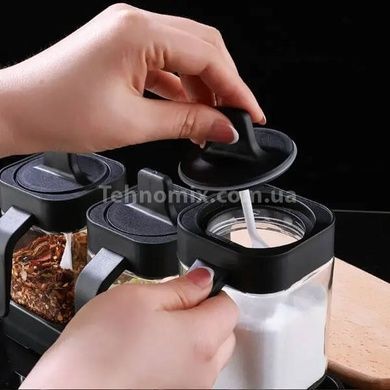 Набор для хранения специй на 3 банки Seasoning bottle set Черный