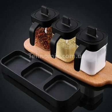 Набор для хранения специй на 3 банки Seasoning bottle set Черный