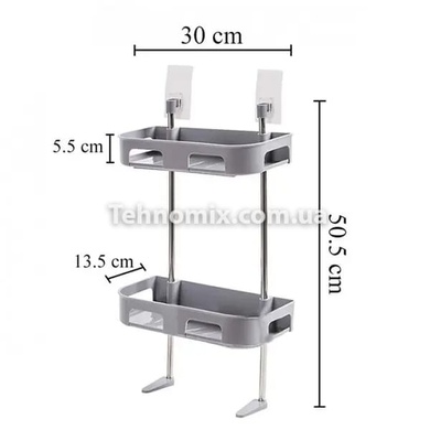 Двоярусна полиця для ванної кімнати Opty з міцним кріпленням на липучках