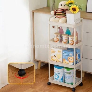 Этажерка напольная 4-ярусная на колесиках пластиковая Storage rack AND906 Белая