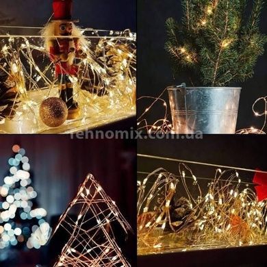 Гирлянда роса линейная USB с пультом 50 м 500LED Желтый