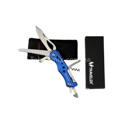 Нож многофункциональный туристический мультитул Traveler 11см MS001 Black/Blue/Red Синий