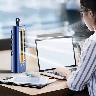 Вентилятор міні настільний кондиціонер з акумулятором Vertical hair dryer AND LY-624 Синій