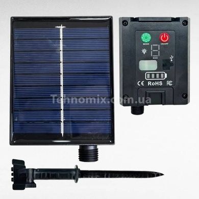 Гирлянда уличная с солнечной панелью 50м 500LED Зеленый провод, теплый свет