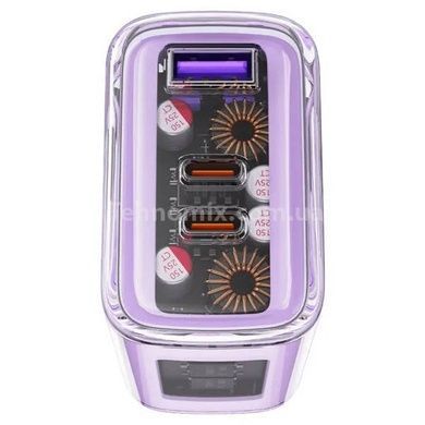 Сетевое зарядное устройство для ACEFAST A45 Sparkling series PD65W GaN (2*USB-C+USB-A) charger Purple alfalfa