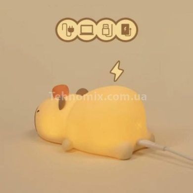 Ночник аккумуляторный силиконовый Капибара спит 16*6,4*6см LED 1200mAh Capybara Sleep Белый