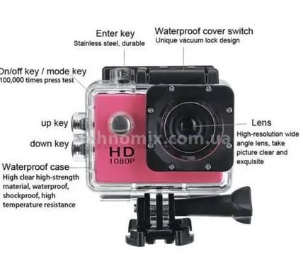 Action камера DVR SPORT 1080P Wi Fi waterproof Рожева