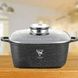 Каструля квадратна з антипригарним покриттям та кришкою 24см 4,5л Тор Kitchen ТК00055 Чорна