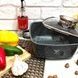 Каструля квадратна з антипригарним покриттям та кришкою 24см 4,5л Тор Kitchen ТК00055 Чорна
