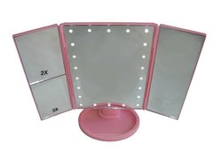 УЦЕНКА! Косметическое складное зеркало  Led Mirror с LED подсветкой pink