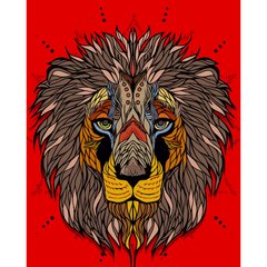 Картина за номерами Strateg ПРЕМІУМ Африканський лев розміром 40х50 см (DY195)
