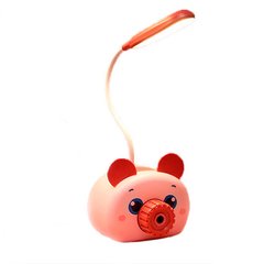 Настільна лампа Свинка з підставкою для телефону та точилкою Рожева