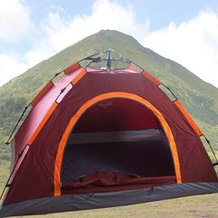 Палатка автоматическая 3-х местная Бордовая с оранжевым