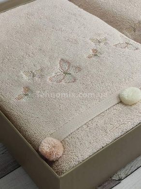 Рушники з помпонами Pupilla Sila butterfly pudra Пеньє набір 2шт