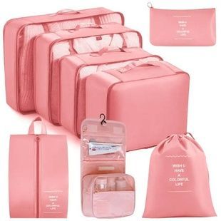 Набір органайзерів для зберігання речей дорожній 8 шт Travel storage bag XL-940 Рожевий