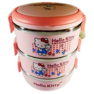 Ланч-бокс триярусний з ручкою 2,1л Hello Kitty Рожевий