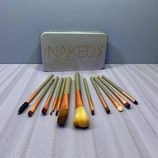Набір кистей для макіяжу 12шт у металевій коробочці Naked 3 Золотий