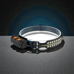 Ліхтарик налобний акумуляторний силіконовий з датчиком руху W690-2 Чорний