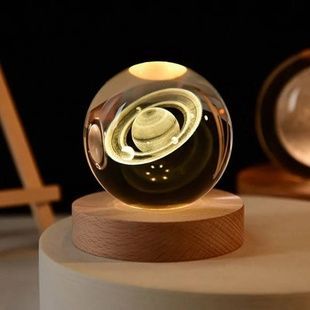 Куля акрилова Сатурн 6см з підсвічуванням на підставці