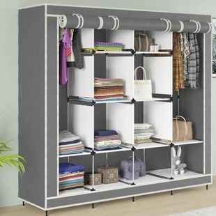 Шкаф для одежды тканевый 4 секции 170х45х170см Storage Rack 28170 Серый