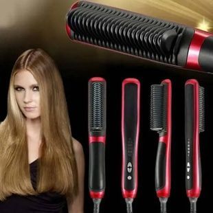 Электрическая расческа-выпрямитель ASL-908 Hair Straightener Черная с красным