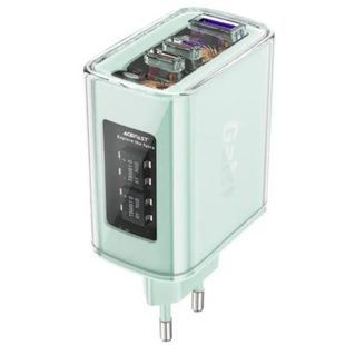 Мережевий зарядний пристрій ACEFAST A45 Sparkling series PD65W GaN (2*USB-C+USB-A) charger Mountain mist
