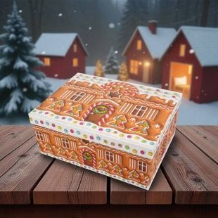Коробка упаковочная подарочная Пряничный домик 5-й размер 27х20х11,5см
