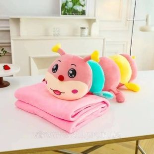 Игрушка-плед Гусеница 3в1 75см (плед 100*150см) Розовый