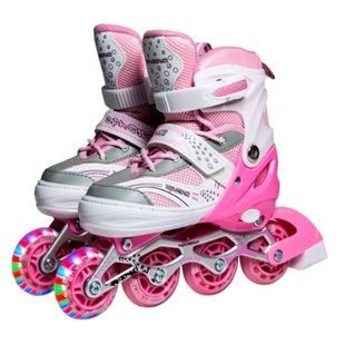 Ролики дитячі розсувні з повним комплектом захисту 30-33 Happy Pink Світло-рожеві