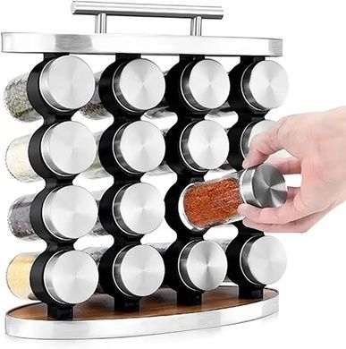 Карусель для специй 16 отсеков Stainless steel and wood Серебро