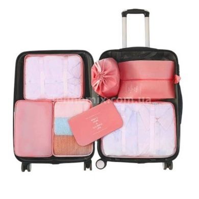 Набор органайзеров для хранения вещей дорожный 8 шт Travel storage bag XL-940 Розовый