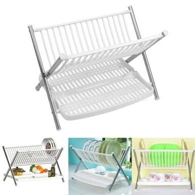 Сушилка для посуды двухярусная пластиковая Multifunctional Folding Kitchen Rack Белая