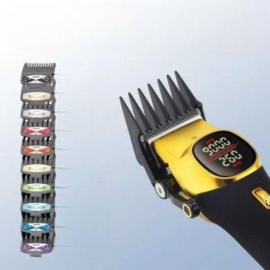 Машинка для стрижки аккумуляторная с 10 сменными насадками VGR V-885C GOLD Черная с золотым
