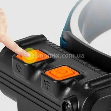Ліхтарик налобний акумуляторний силіконовий з датчиком руху W690-2 Чорний
