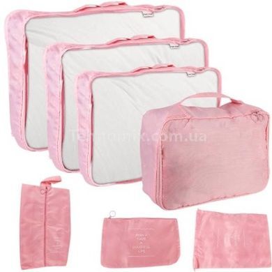 Набор органайзеров для хранения вещей дорожный 8 шт Travel storage bag XL-940 Розовый