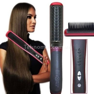 Электрическая расческа-выпрямитель ASL-908 Hair Straightener Черная с красным