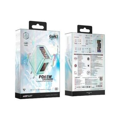 Сетевое зарядное устройство для ACEFAST A45 Sparkling series PD65W GaN (2*USB-C+USB-A) charger Mountain mist