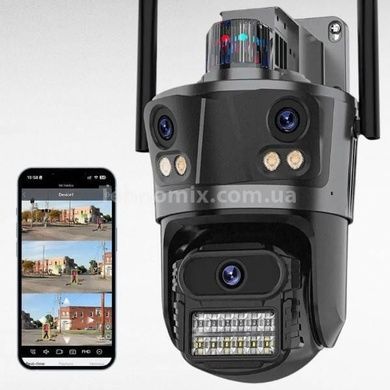 Потрійна IP-камера із сигналізацією Rotation P12, Wifi, 12mp (4mp+4mp+4mp)
