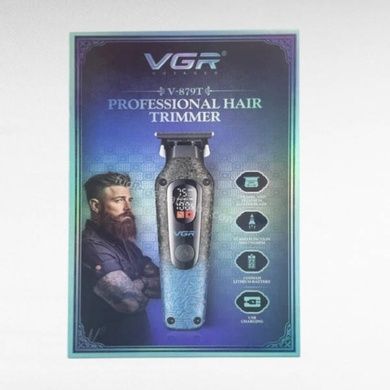 Триммер с 4 сменными насадками 7500RPM, 1500mAh, LED-дисплеем VGR V-879T BLUE Черный с синим