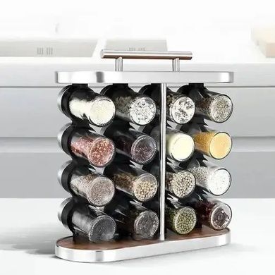 Карусель для специй 16 отсеков Stainless steel and wood Серебро