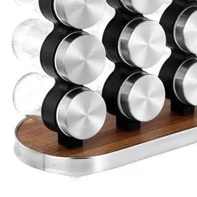 Карусель для специй 16 отсеков Stainless steel and wood Серебро