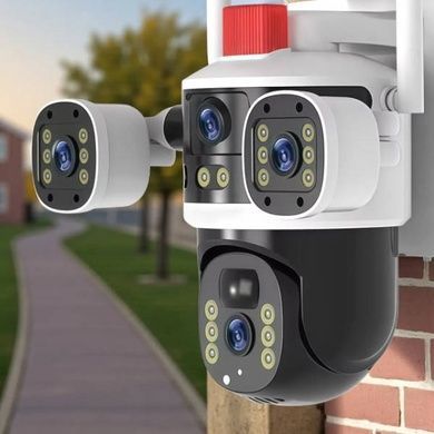 Камера відеоспостереження зовнішня з 3 об'єктивами IP WiFi PTZ 12mp Біла