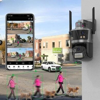 Потрійна IP-камера із сигналізацією Rotation P12, Wifi, 12mp (4mp+4mp+4mp)