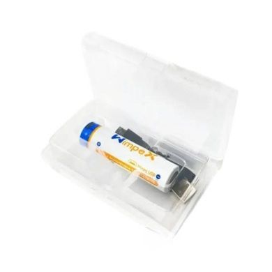 Аккумуляторная литиевая батарейка со встроенной зарядкой 4200мАч USB WX 1435 Белая с голубым