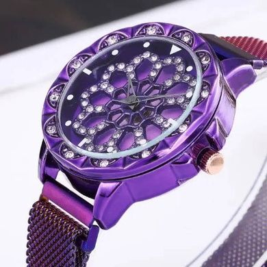 Часы женские с каучуковым ремешком Classic Diamonds Фиолетовые