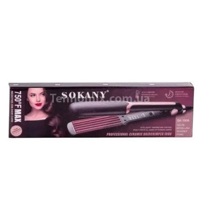 Щипці-праска гофре для волосся з індикатором 40 Вт Sokany SK-1906 Зелений