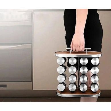Карусель для специй 16 отсеков Stainless steel and wood Серебро