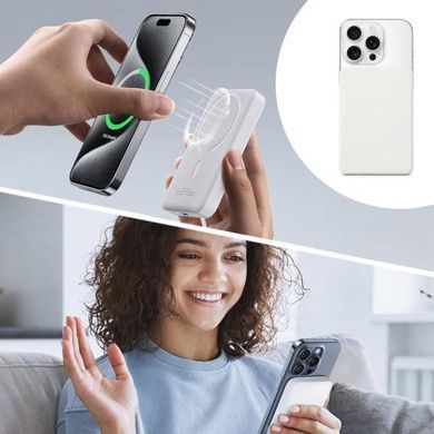 Power Bank с беспроводной зарядкой магнитный PD 22,5W 10000MAH Белый