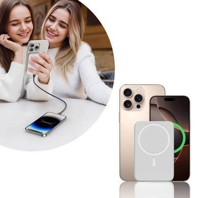 Power Bank с беспроводной зарядкой магнитный PD 22,5W 10000MAH Белый