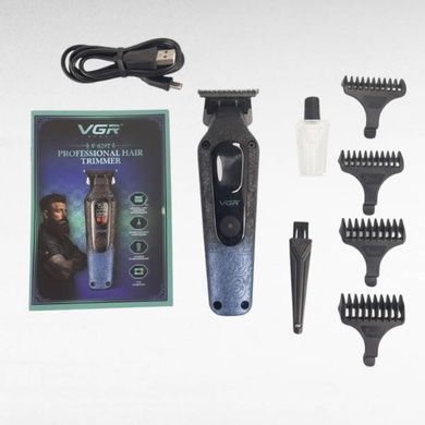 Триммер с 4 сменными насадками 7500RPM, 1500mAh, LED-дисплеем VGR V-879T BLUE Черный с синим
